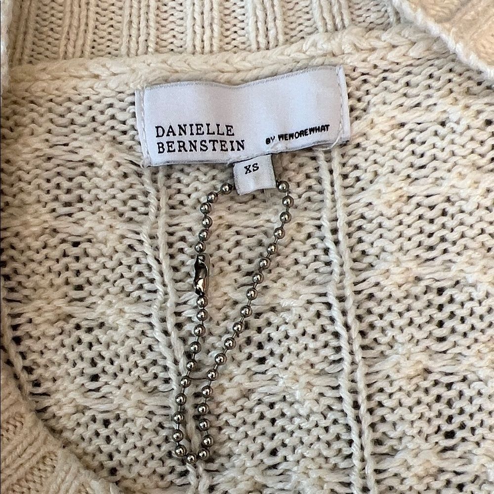 WeWoreWhat | Danielle Bernstein Cropped Mock Neck Cable Sweater in Ivory in XS - Picture 11 of 14
